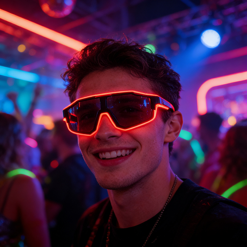 Glow In The Dark Party Glasses - 멋진 방풍 LED 점멸 안경, 야간