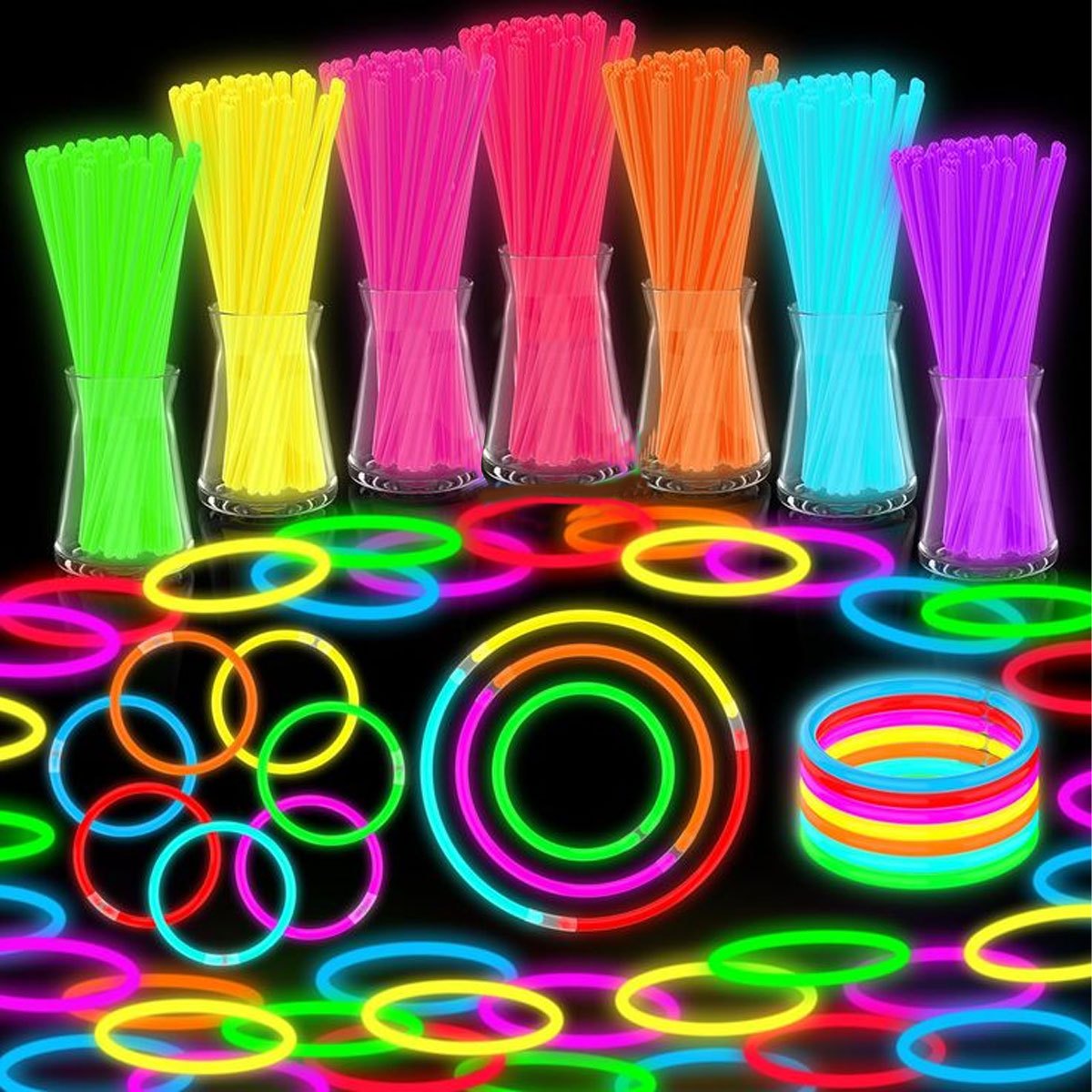 Glow In The Dark Party Glasses - 15/35개입 야광 스틱 세트 - 8인치