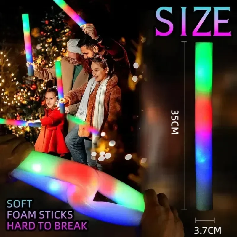 30개입 폼 글로우 스틱, 3가지 모드의 다채로운 LE - Flashing Led Foam Sticks Party 리뷰 및 가격