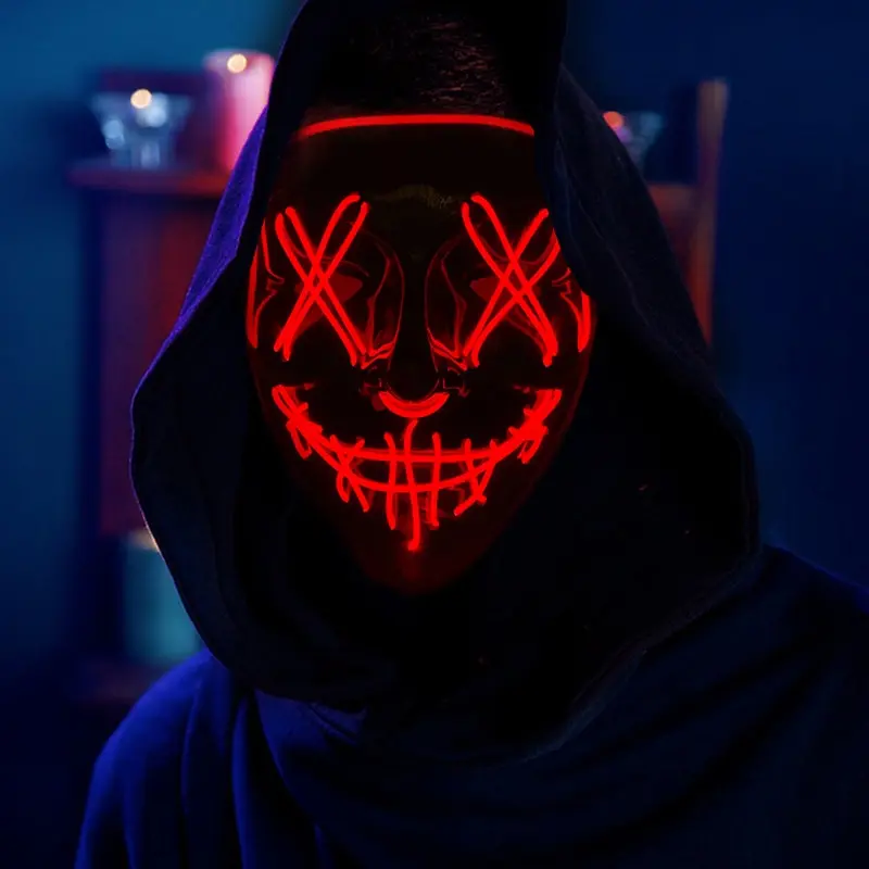 뜨거운 판매 할로윈 빛나는 무서운 얼굴 마스크 빛나는  - Led Purge Mask Halloween 리뷰 및 가격
