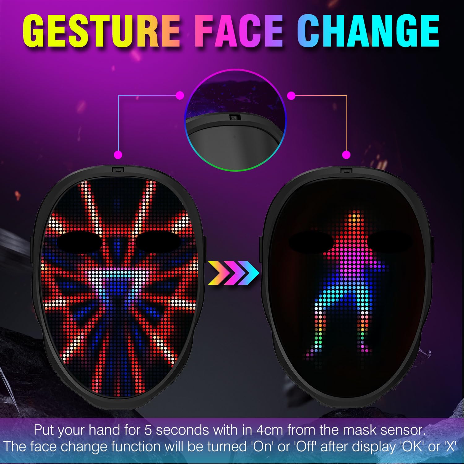 파티 LED 조명 마스크 제스처 감지 스마트 디스플레이 - Led Purge Mask Halloween 리뷰 및 가격
