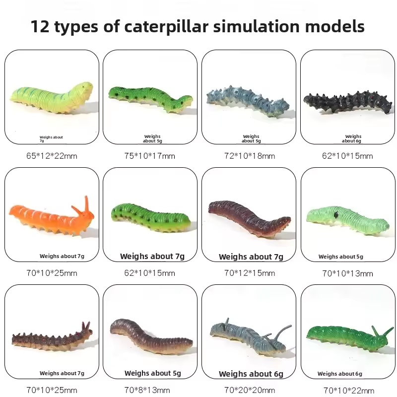 12개 곤충 모형 애벌레 장난감 동물 모형 기어다니는  - Prank Toys 리뷰 및 가격