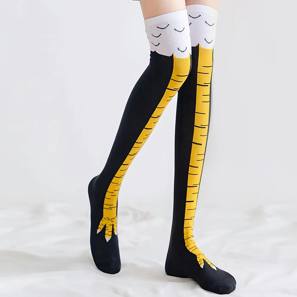 여성용 무릎 높이 양말, 트렌디 만화 재미있는 닭 발톱 - Funny Chicken Leg Socks 리뷰 및 가격