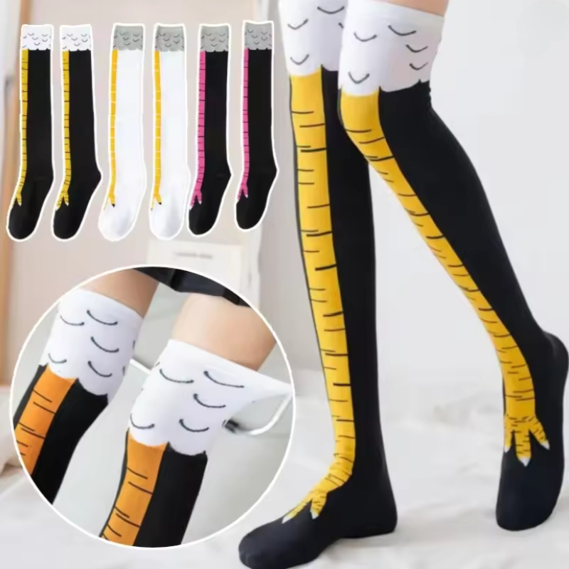 새로운 여성용 니하이 양말 트렌디한 만화풍 재미있는 닭 - Funny Chicken Leg Socks 리뷰 및 가격