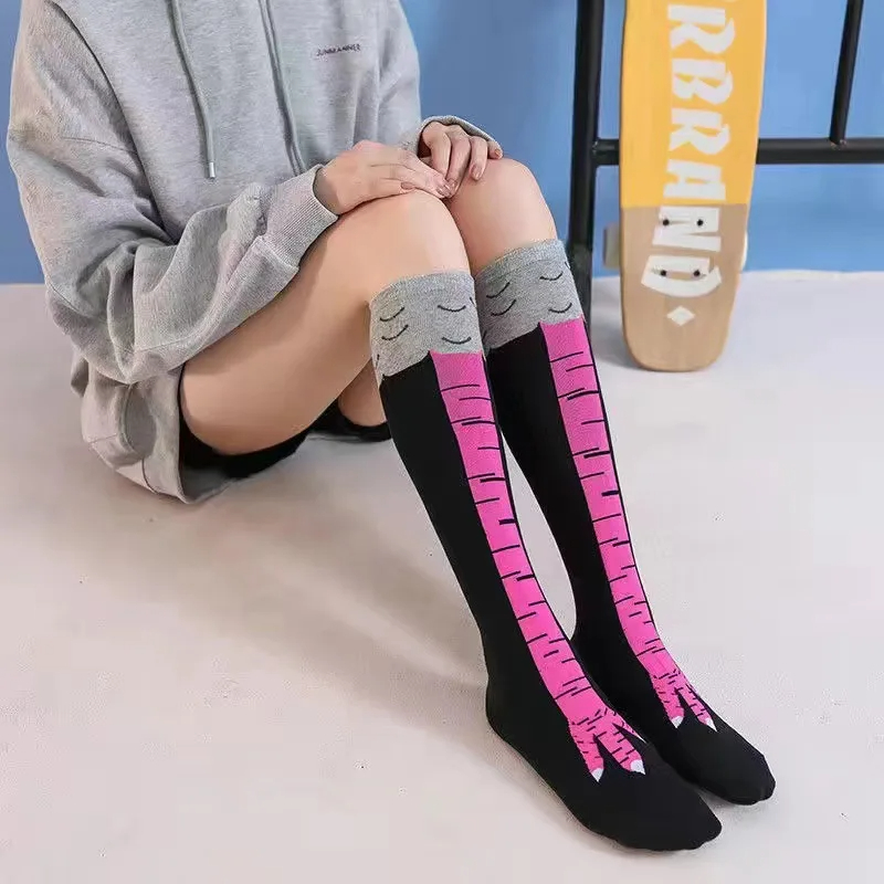 재미있는 닭발 무늬 스타킹 무릎 위 압박 얇은 다리 긴 - Funny Chicken Leg Socks 리뷰 및 가격