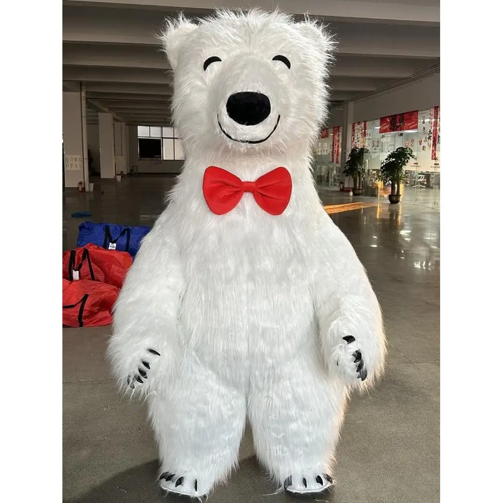 거대한 흰색 북극곰 인형 의상, 웃는 얼굴, 털이 달린 - Costumes 리뷰 및 가격