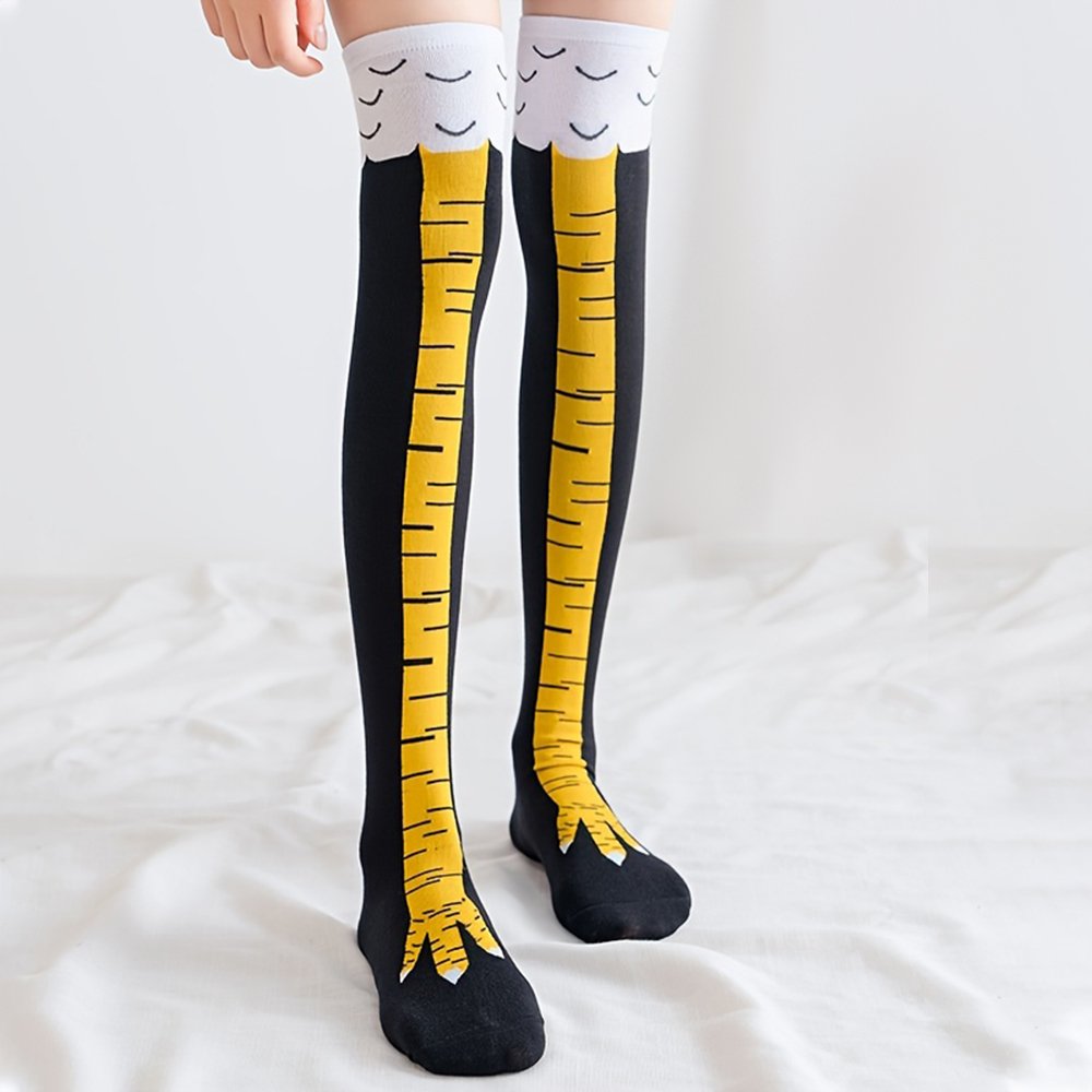 1켤레 여성용 니하이 양말 트렌디한 만화풍 재미있는 닭 - Funny Chicken Leg Socks 리뷰 및 가격
