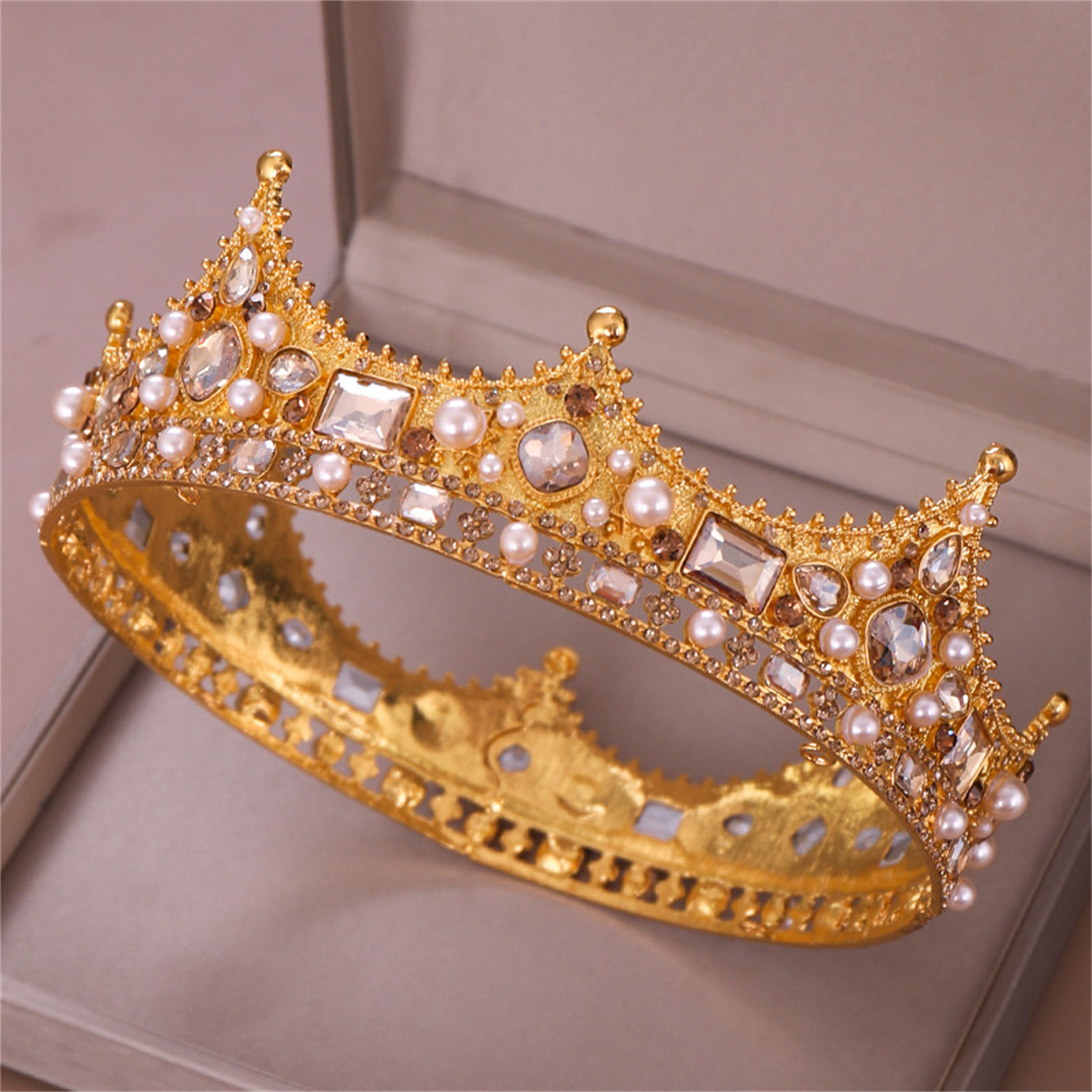 신부 왕관 라인스톤 티아라 바로크 헤어 액세서리 웨딩  - Party Supplies 리뷰 및 가격
