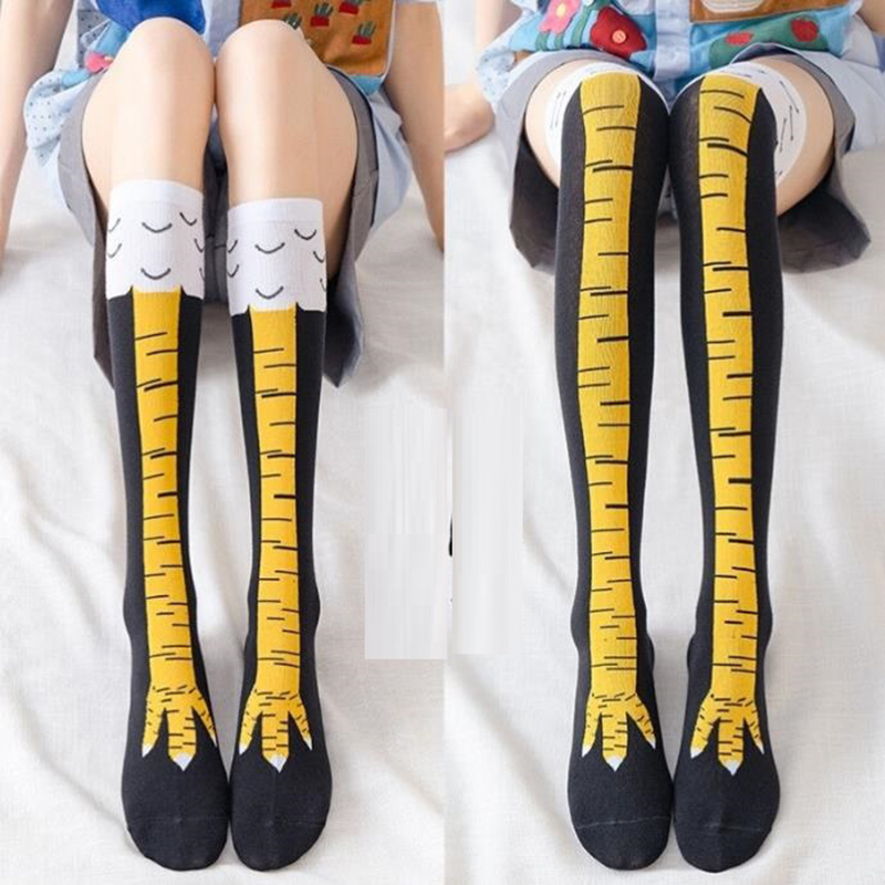 1-4쌍 여성용 니하이 양말 트렌디한 만화 캐릭터 닭발 - Funny Chicken Leg Socks 리뷰 및 가격