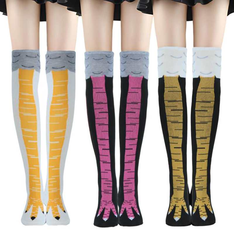 1-4쌍 여성용 니하이 양말 트렌디한 만화 캐릭터 닭발 - Funny Chicken Leg Socks 리뷰 및 가격
